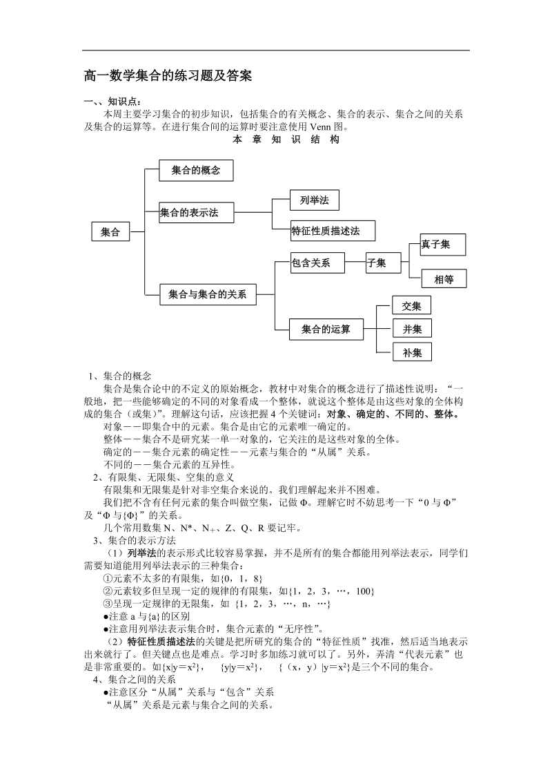 高一数学集合练习题及答案.doc_第1页