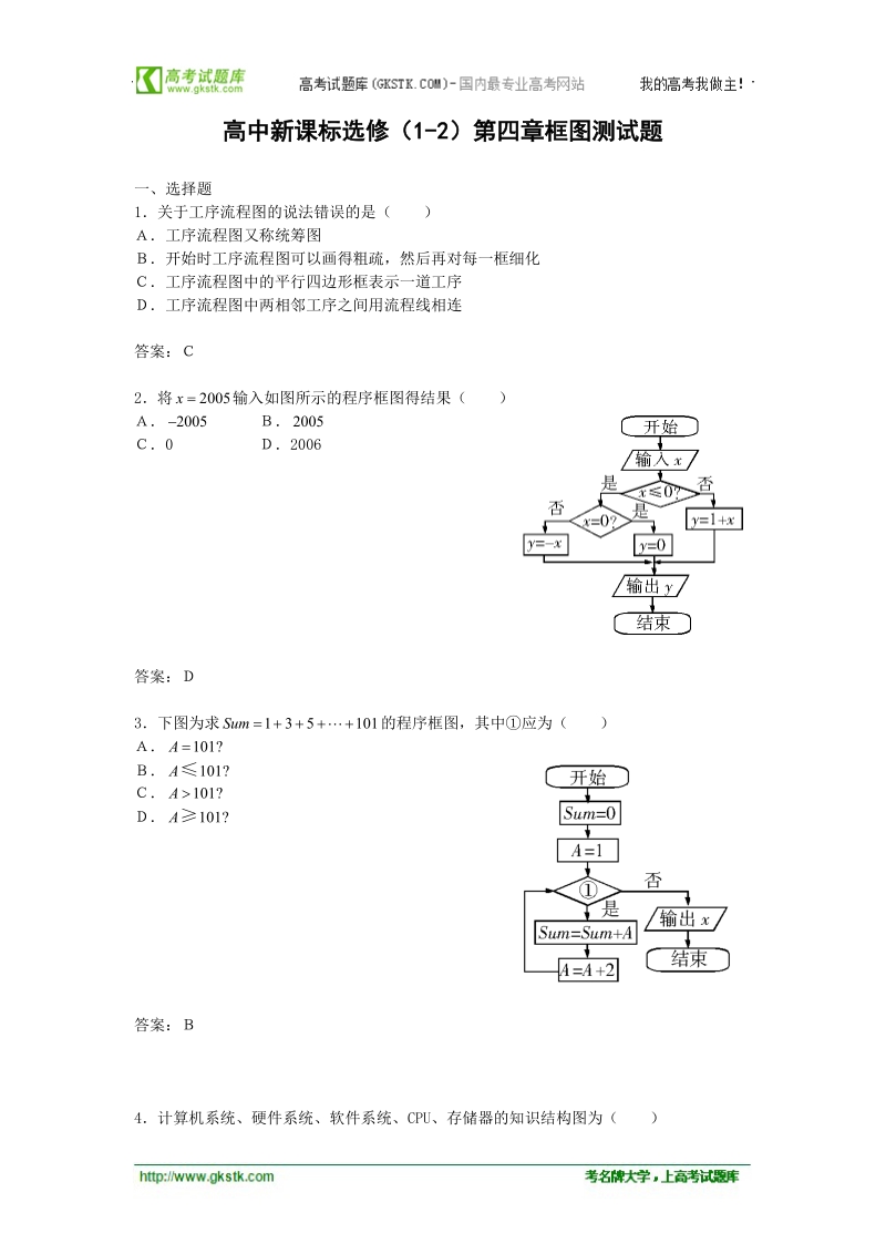 数学：4.2《结构图》同步练习（6）（新人教b版选修1-2）.doc_第1页