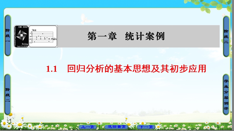 2018版高中数学（人教a版）选修1-2同步课件：第1章 1.1 回归分析的基本思想及其初步应用.ppt_第1页