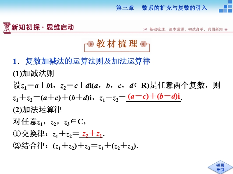 【优化方案】年下学期人教版数学选修2-3 第三章3.2.1复数代数形式的加、减运算及其几何意义.ppt_第3页