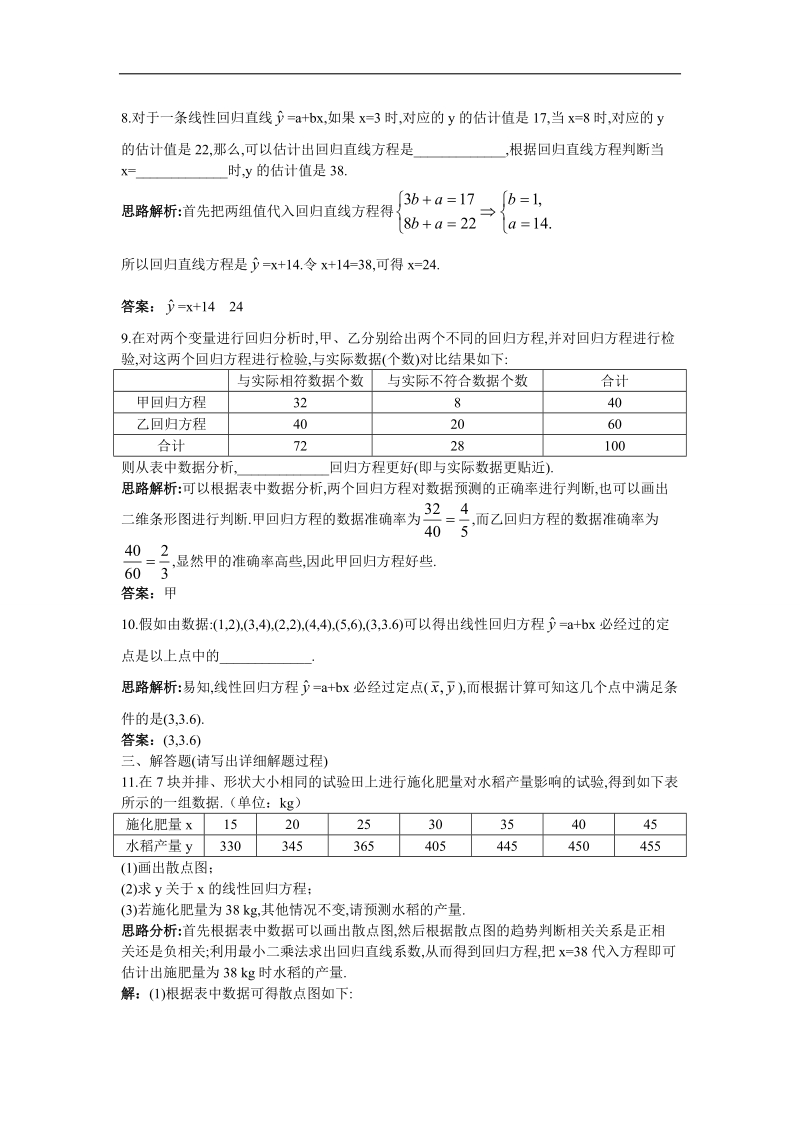 2017学年高中数学人教a版选修2-3本章测评：第三章统计案例1 word版含解析.doc_第3页