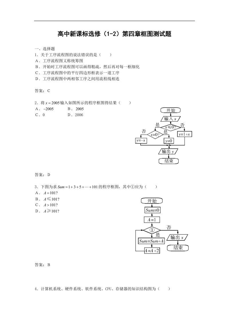 《结构图》同步练习1（新人教b版选修1-2）.doc_第1页