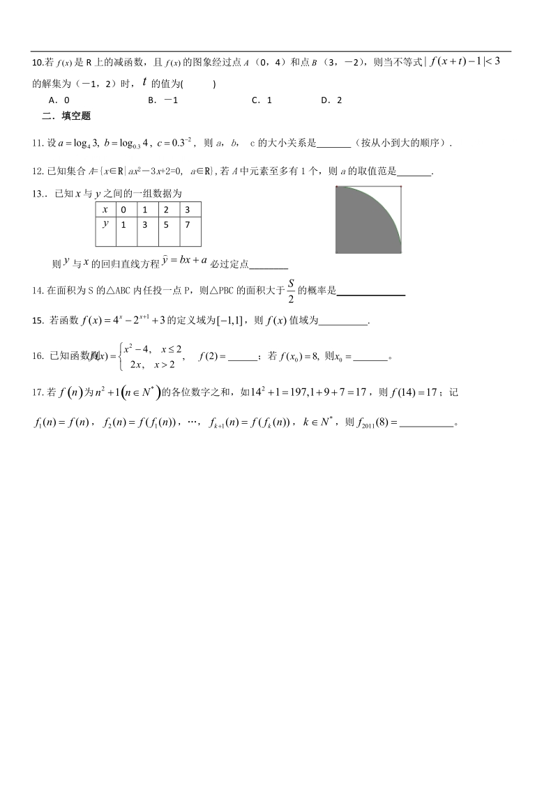 浙江省桐庐县富春高级中学高一数学客观题练习.doc_第2页