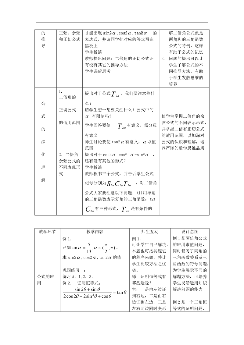 数学：3.2.1《倍角公式》教案1（新人教b版必修4）.doc_第2页