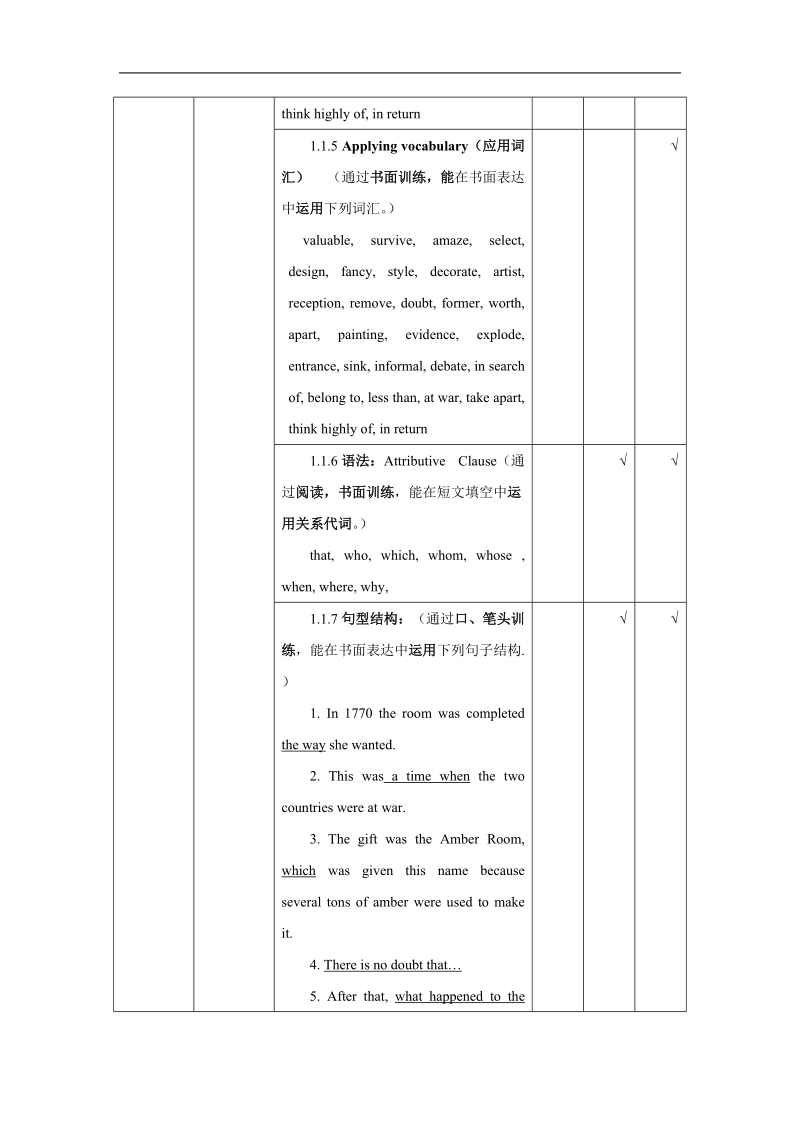 湖北省黄冈市某重点中学人教新课标英语book2 unit one cultural relics单元教学细目与单元检测.doc_第3页