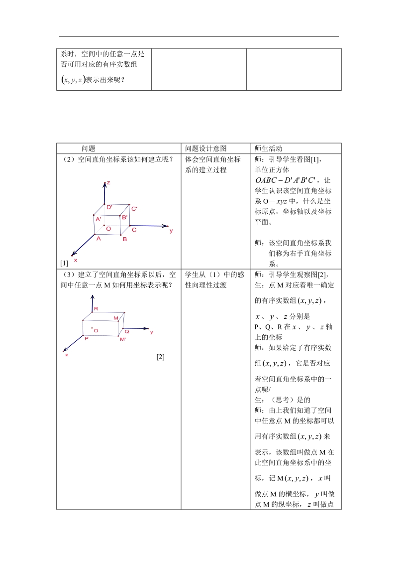 重庆市荣昌安富中学高一数学 4.3.1空间直角坐标系 教案.doc_第2页