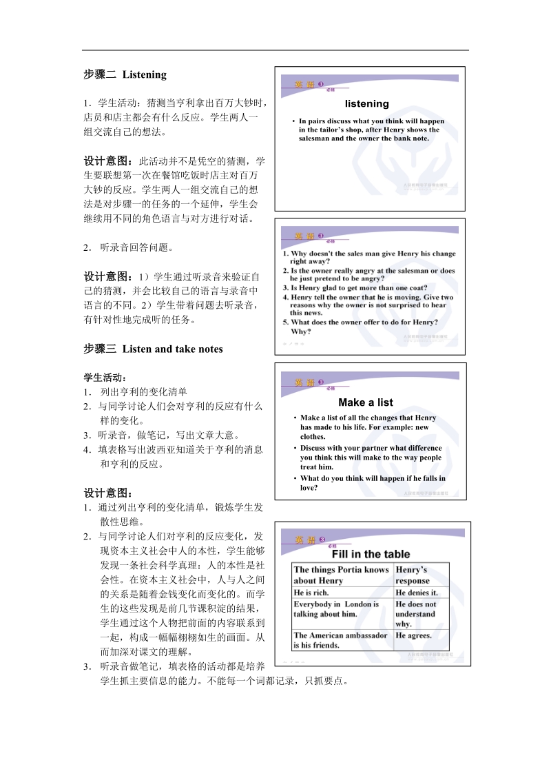 新课标人教版英语必修3教案 unit 3 the million pound bank-note listening and speaking.doc_第2页