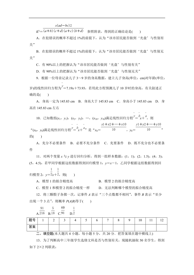 优化方案·高中同步测试卷·人教a数学选修1－2：高中同步测试卷（一） word版含答案.doc_第3页