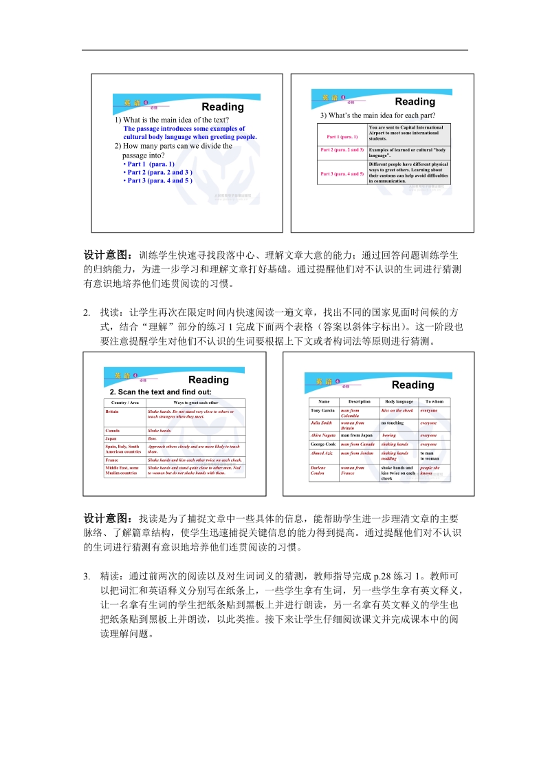 新课标人教版英语必修4教案 unit 4 body language reading.doc_第3页