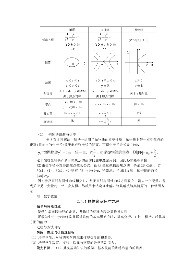 《抛物线》教案1（新人教a版选修2-1）.doc_第3页