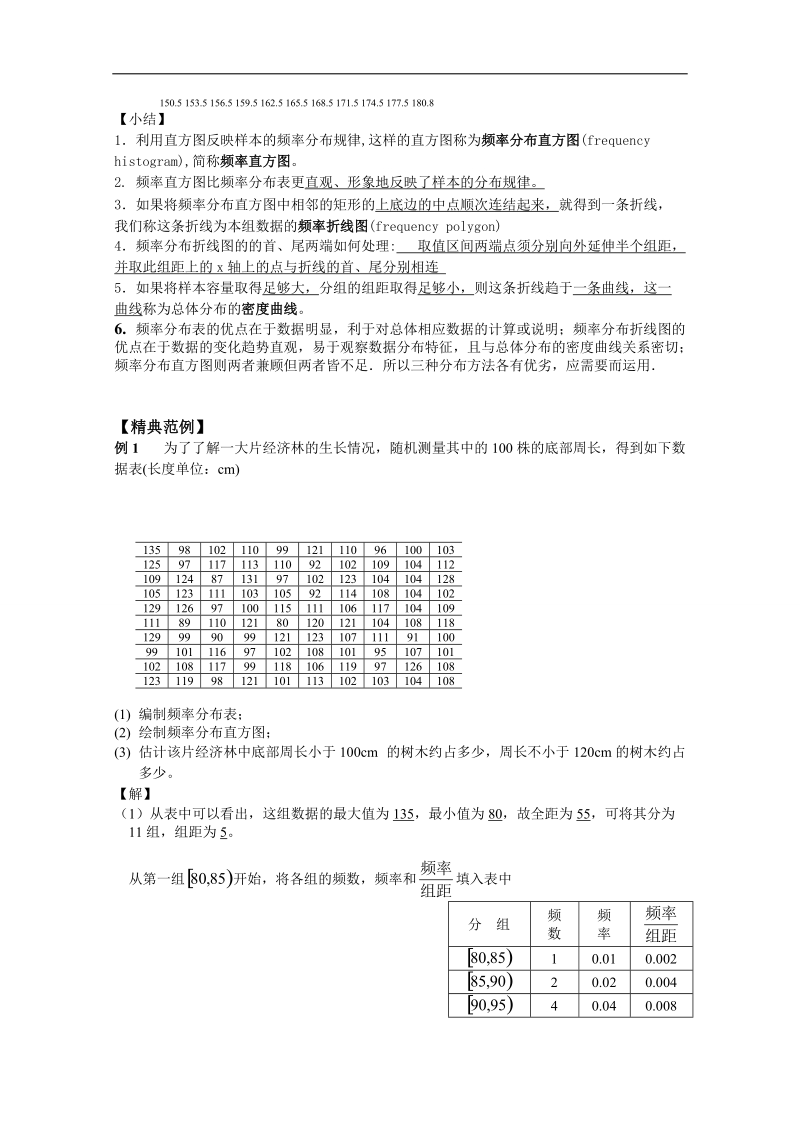 苏教版数学高二年级必修3教案 2.2.2  频率分布直方图和折线图.doc_第3页