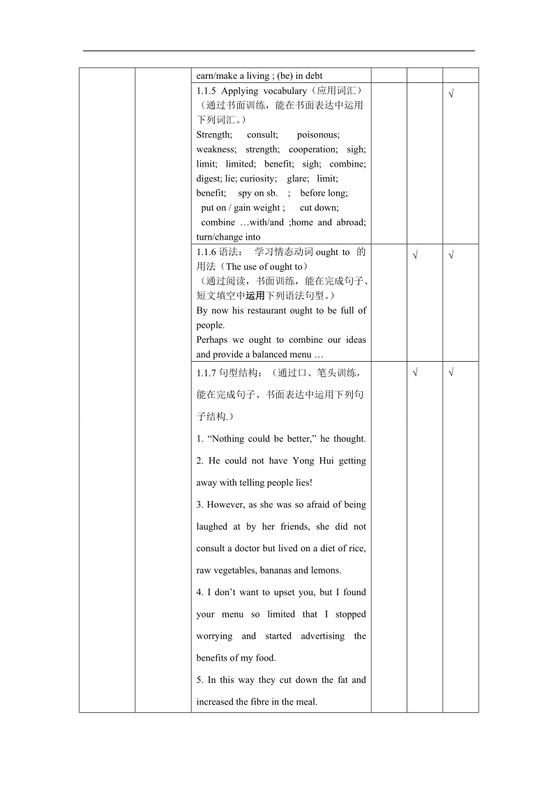 湖北省黄冈市某重点中学人教新课标英语book3 unit two healthy eating单元教学细目与单元检测.doc_第3页