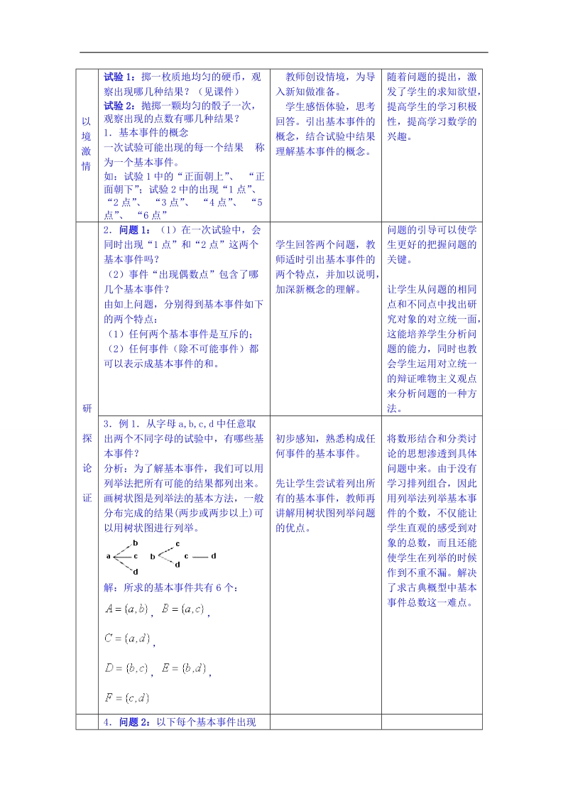 江苏省高中数学教案 苏教版必修三 第二章《统计》《古典概型》.doc_第2页