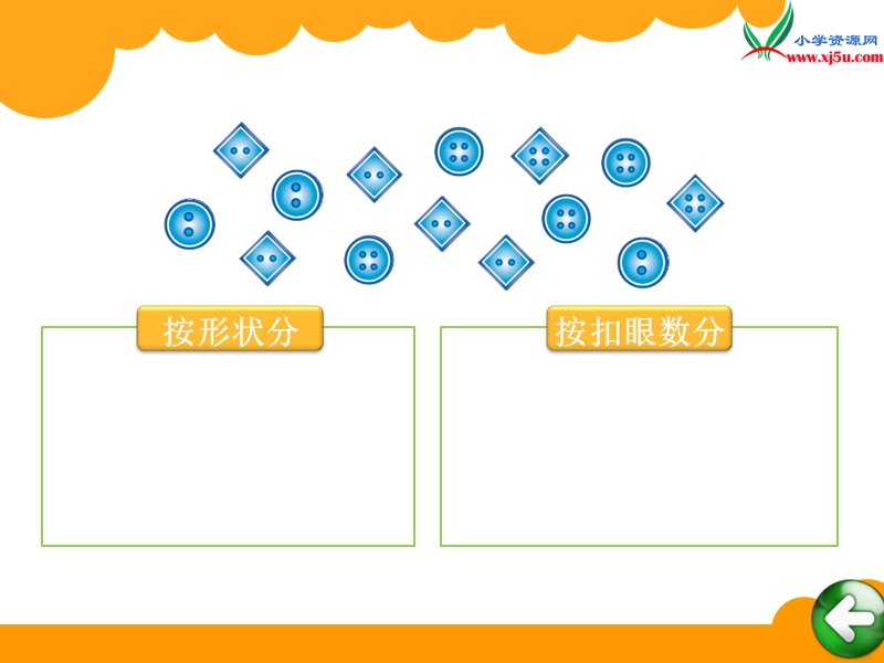 （北师大版）2016春小学一年级下数学课件：第5单元 分扣子2.ppt_第3页