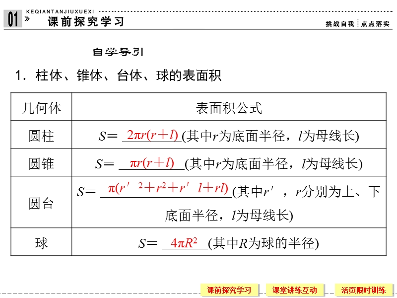 【创新设计】-版高中数学（人教a版）必修2【配套课件】：1-1-3空间几何体的表面积与体积.ppt_第3页