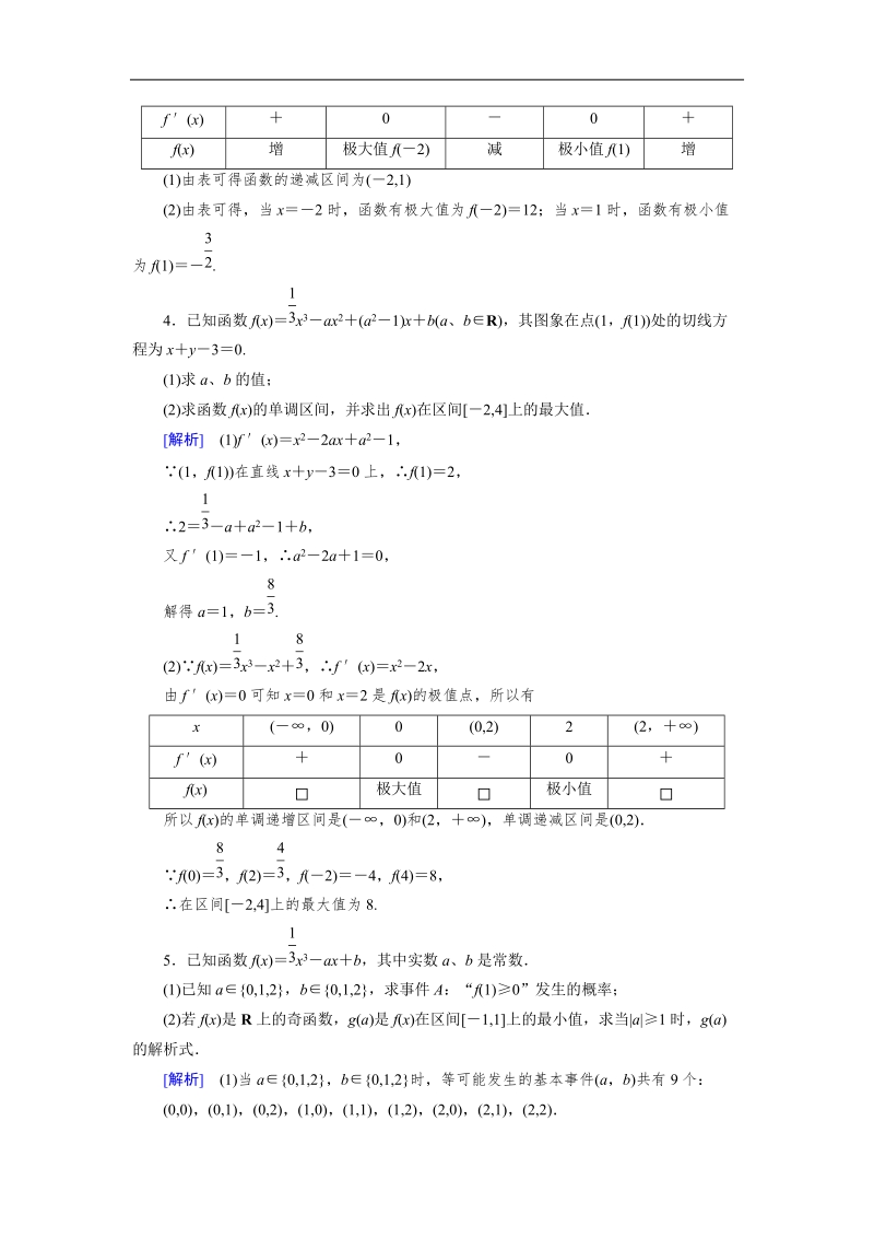 【成才之路】高中数学（人教a版，选修2-2）备选练习：1.3.3函数的最大(小)值与导数.doc_第2页