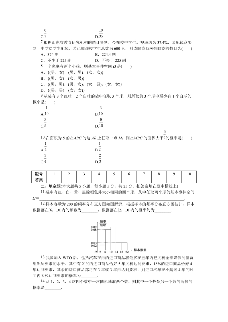 优化方案·高中同步测试卷·人教b数学必修3：高中同步测试卷（十） word版含答案.doc_第2页