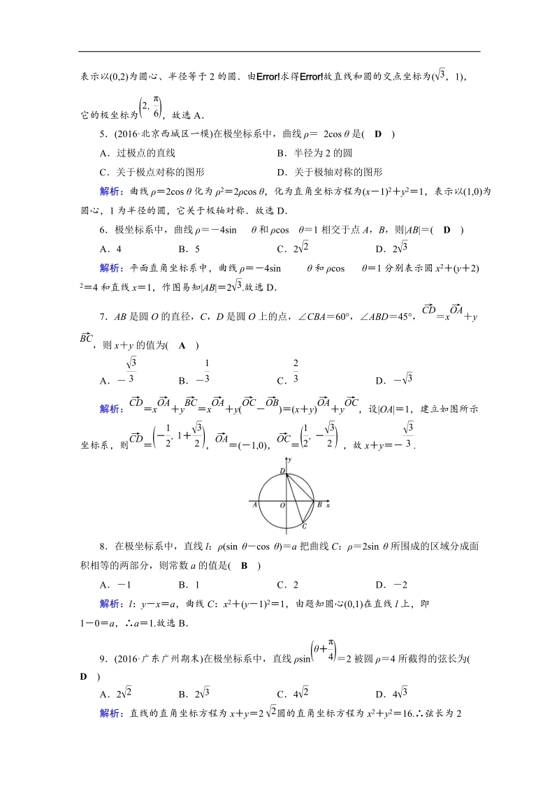 2017春人教a版数学选修4-4课后练 讲末学考测评1 word版含答案.doc_第2页