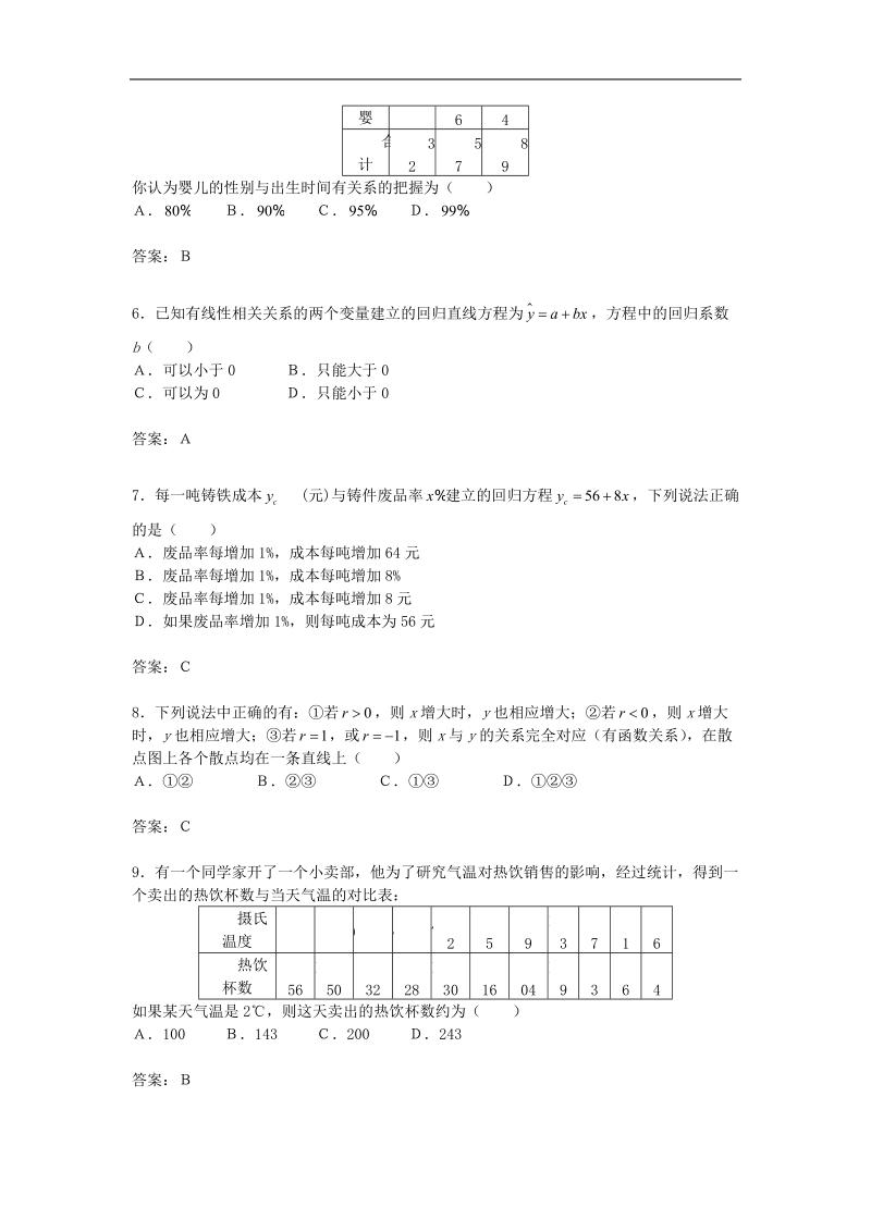 数学：第三章《统计案例》测试（2）（新人教a版选修2-3）.doc_第2页