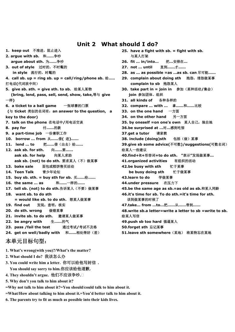 人教版英语必修1 unit 1- unit 5单元复习.doc_第2页