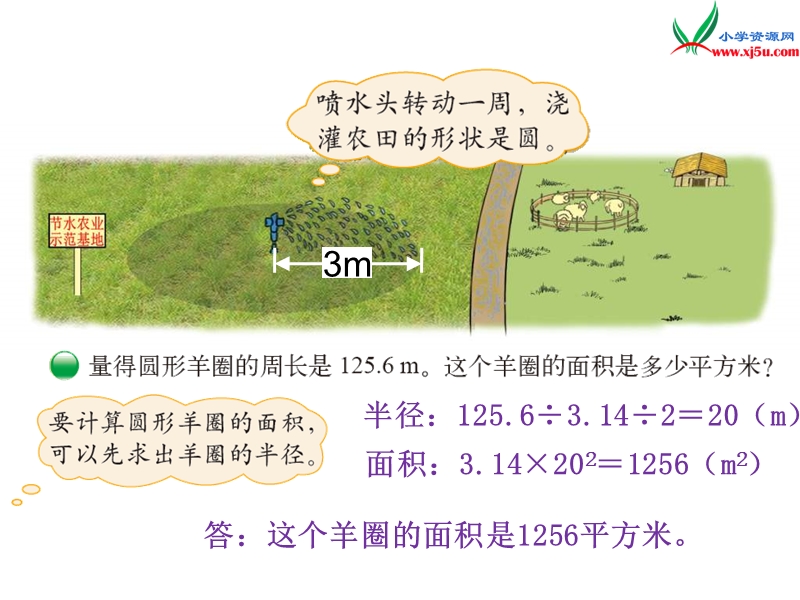 （北师大版）2015-2016六年级数学上册 1.6 圆的面积（二）课件 （新版）.ppt_第3页