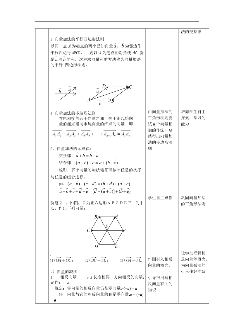 数学：2.1.2《向量的加法》教案1（新人教b版必修4）.doc_第3页