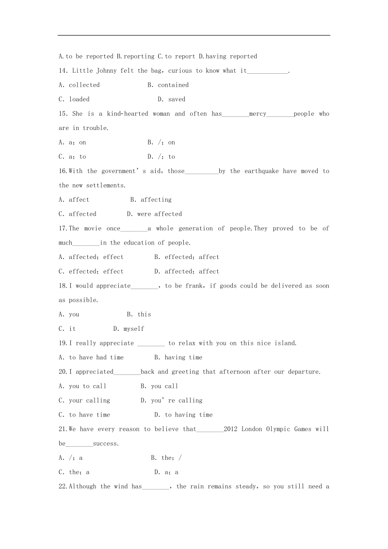 英语： unit 4 wildlife protection单元测试9 （新人教版必修2）.doc_第2页