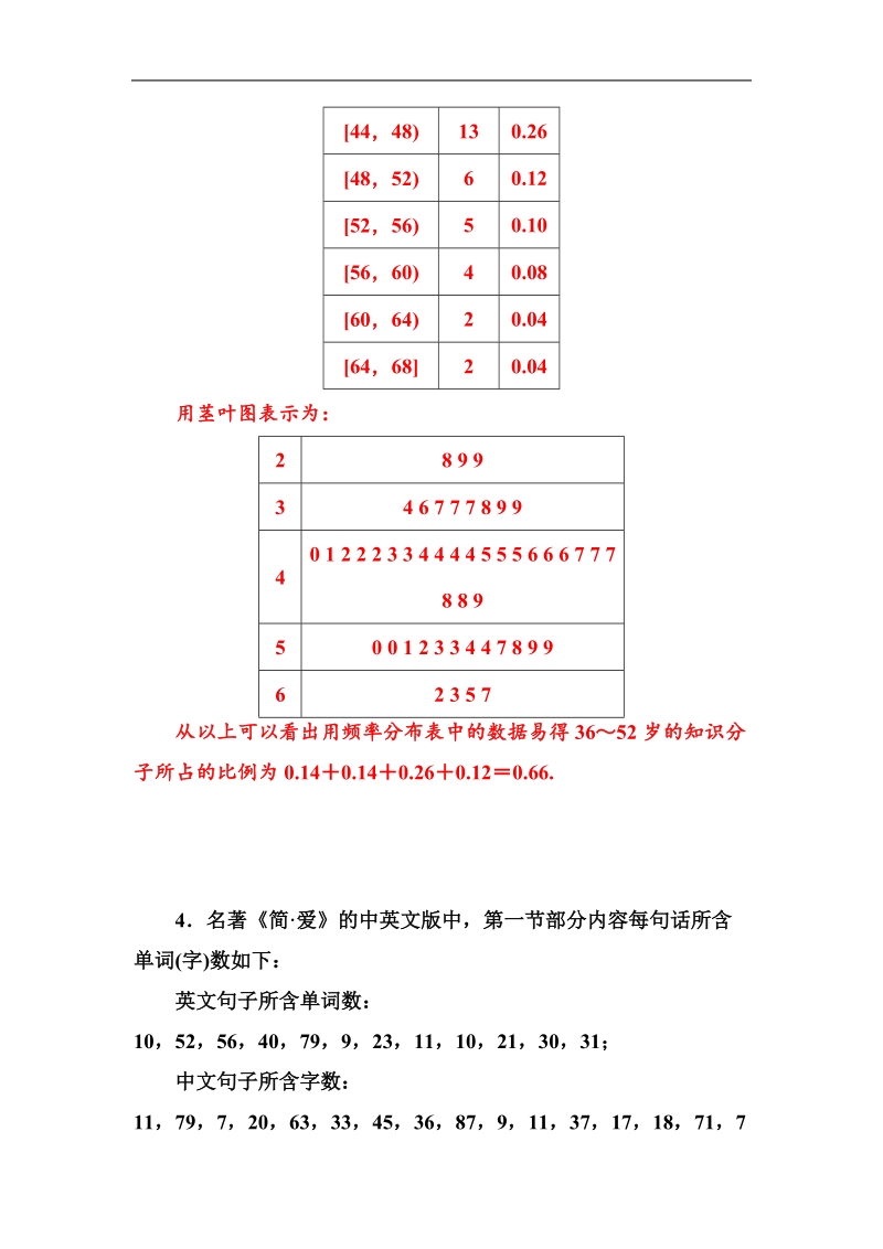 【金版学案】高中数学苏教版必修3习题：2．2.3《茎叶图》.doc_第3页