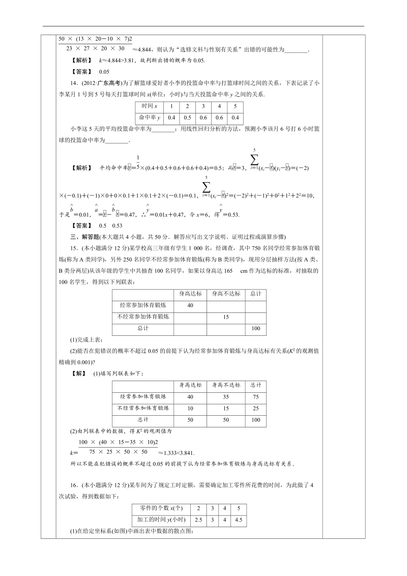 甘肃省宁县第五中学人教版高中数学选修1-2：第一章统计案例 习题 2.doc_第2页