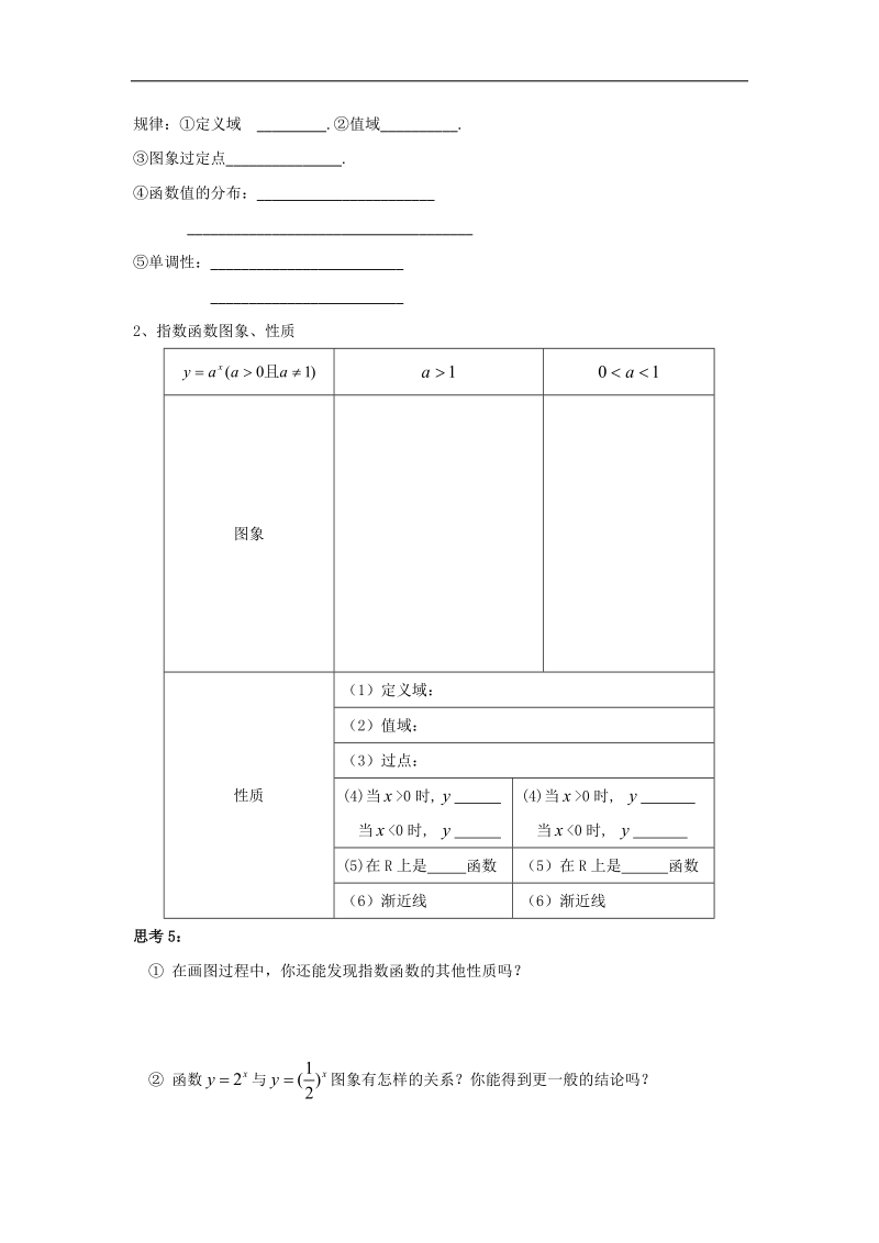 江苏省2016年高一数学苏教版必修1教学案：第3章2指数函数（1）.doc_第2页