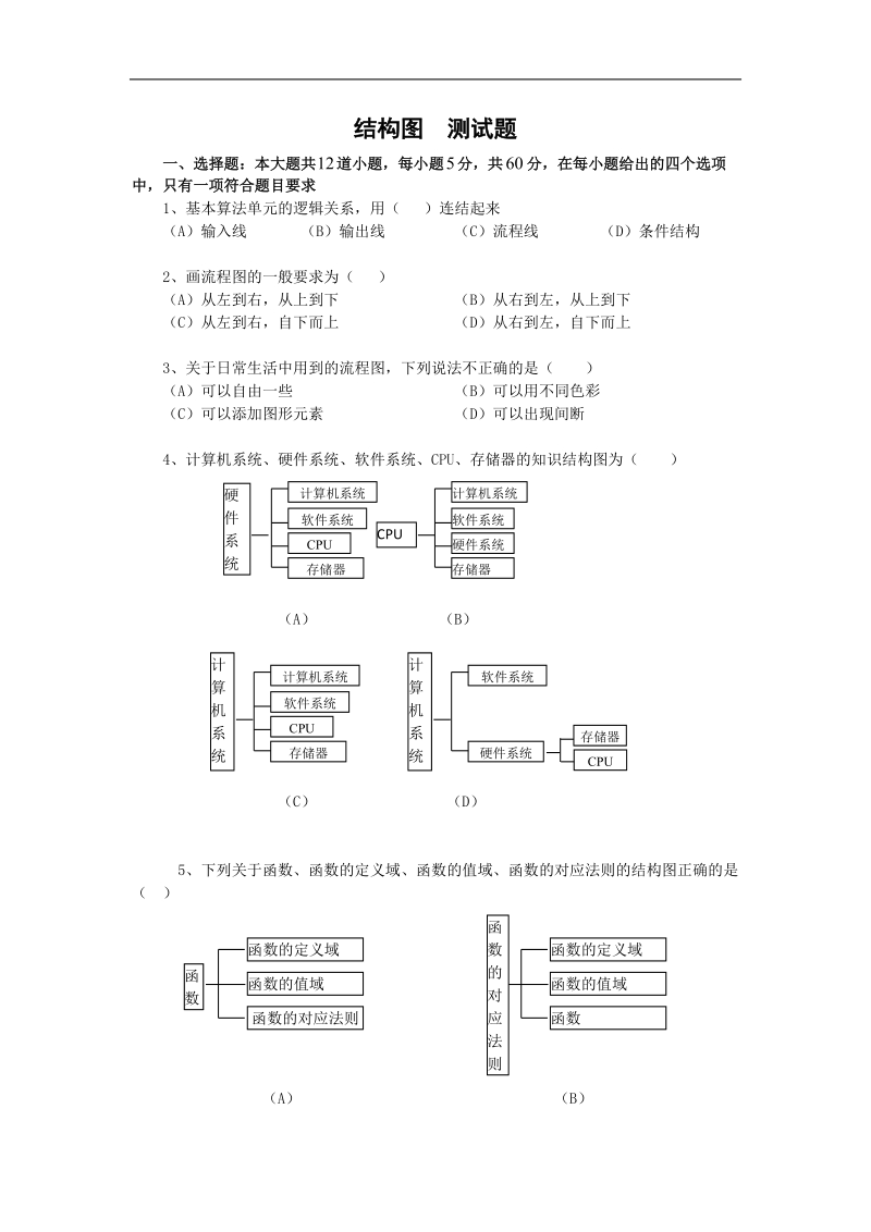 《结构图》同步练习5（新人教a版选修1-2）.doc_第1页