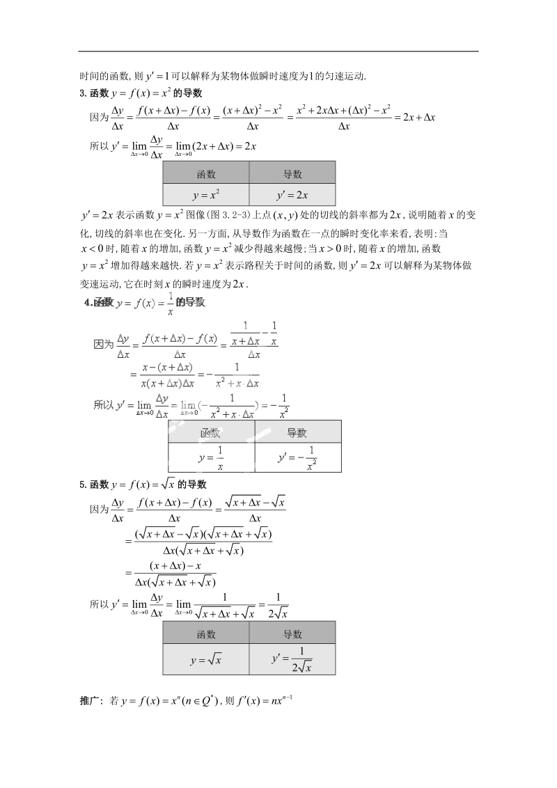 北京市房山区高二数学（文）1.2.1《几个常用函数的导数》教案（人教b版）.doc_第2页