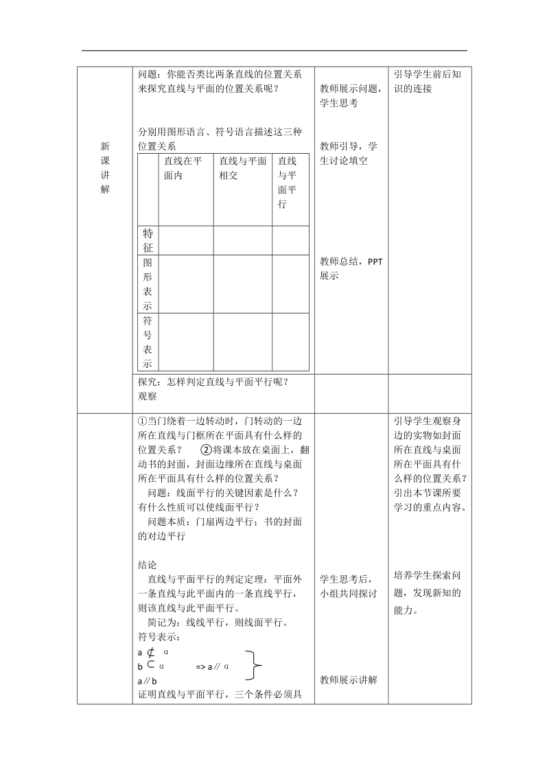 北京市房山区高一数学必修2《空间中的平行关系》教案.doc_第2页