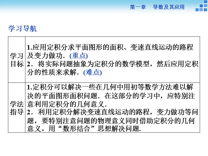 【优化方案】年下学期人教版数学选修2-3 第一章1.7定积分的简单应用.ppt_第2页