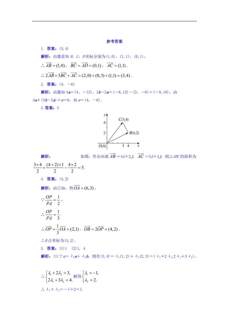 江苏省数学苏教版必修四同步课堂精练-2.3.2　平面向量的坐标运算 word版含答案.doc_第2页