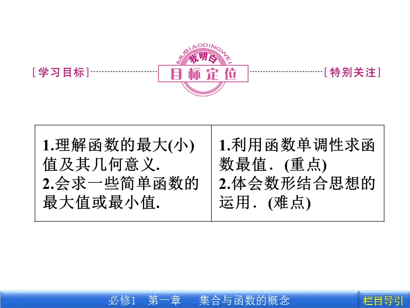 《金版新学案》高一数学人教a版必修一1.3.1.2函数的最大值、最小值.ppt_第2页