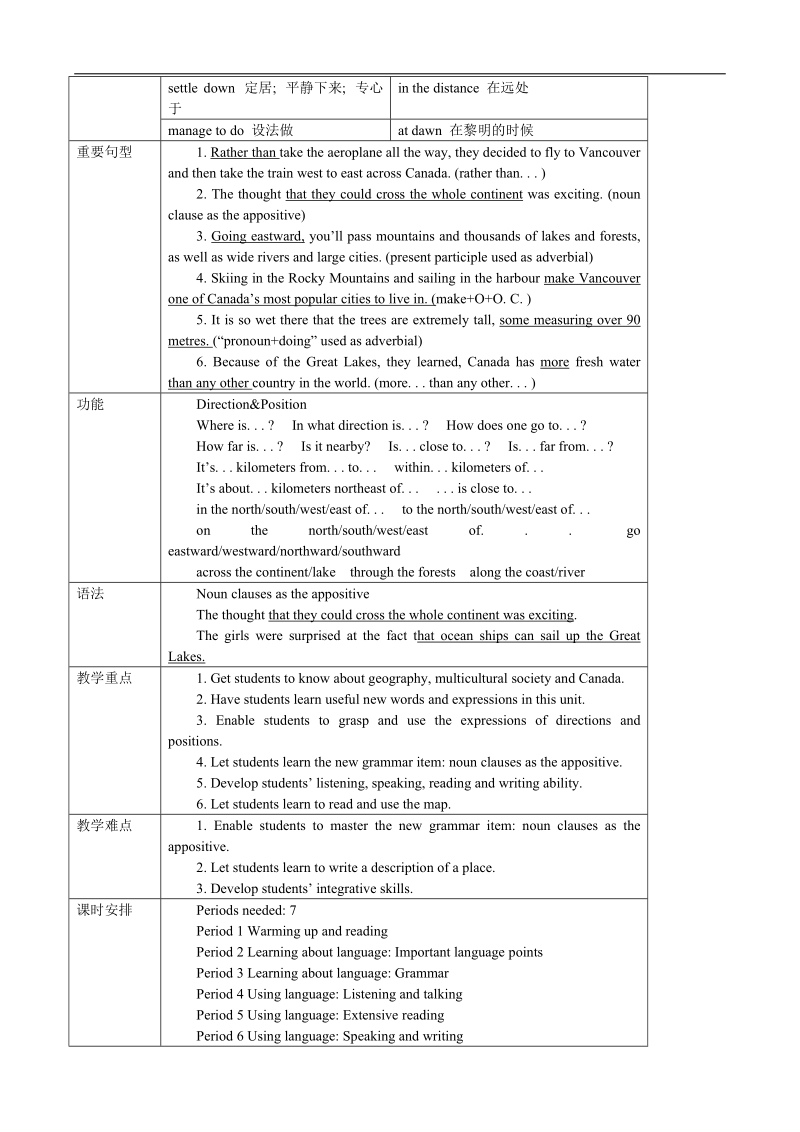 高中英语优秀教案：unit 5 canada—the true north period1 warming up and reading（新人教版必修3）.doc_第2页