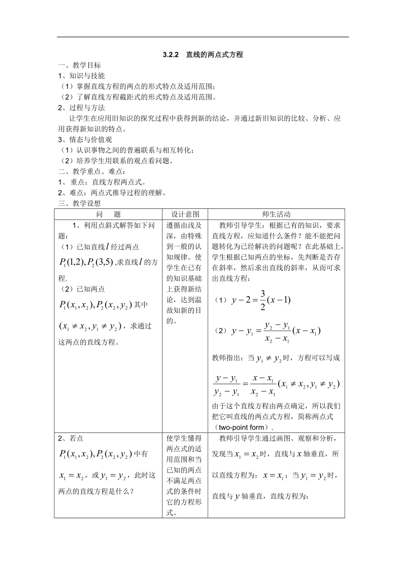 人教a版高一数学教案：3.1.2两条直线垂直与平行的判定（必修2）.doc_第1页