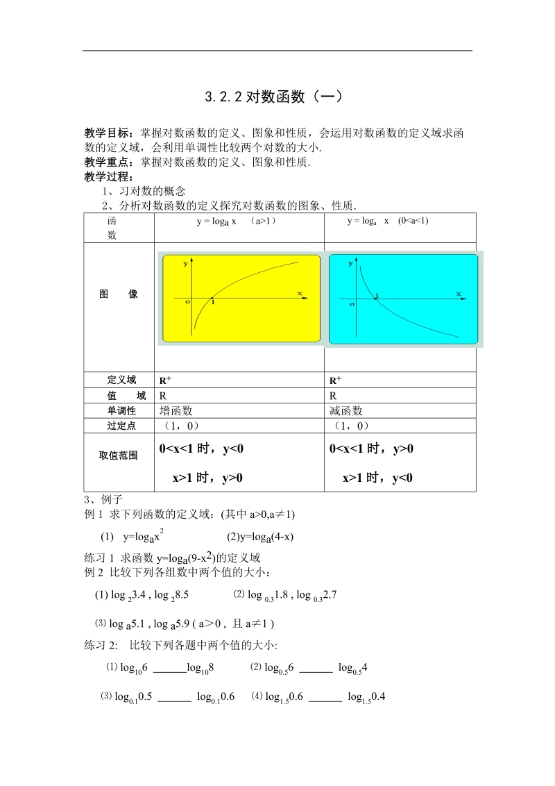 《对数函数》教案27（一）（新人教a版必修1）.doc_第1页