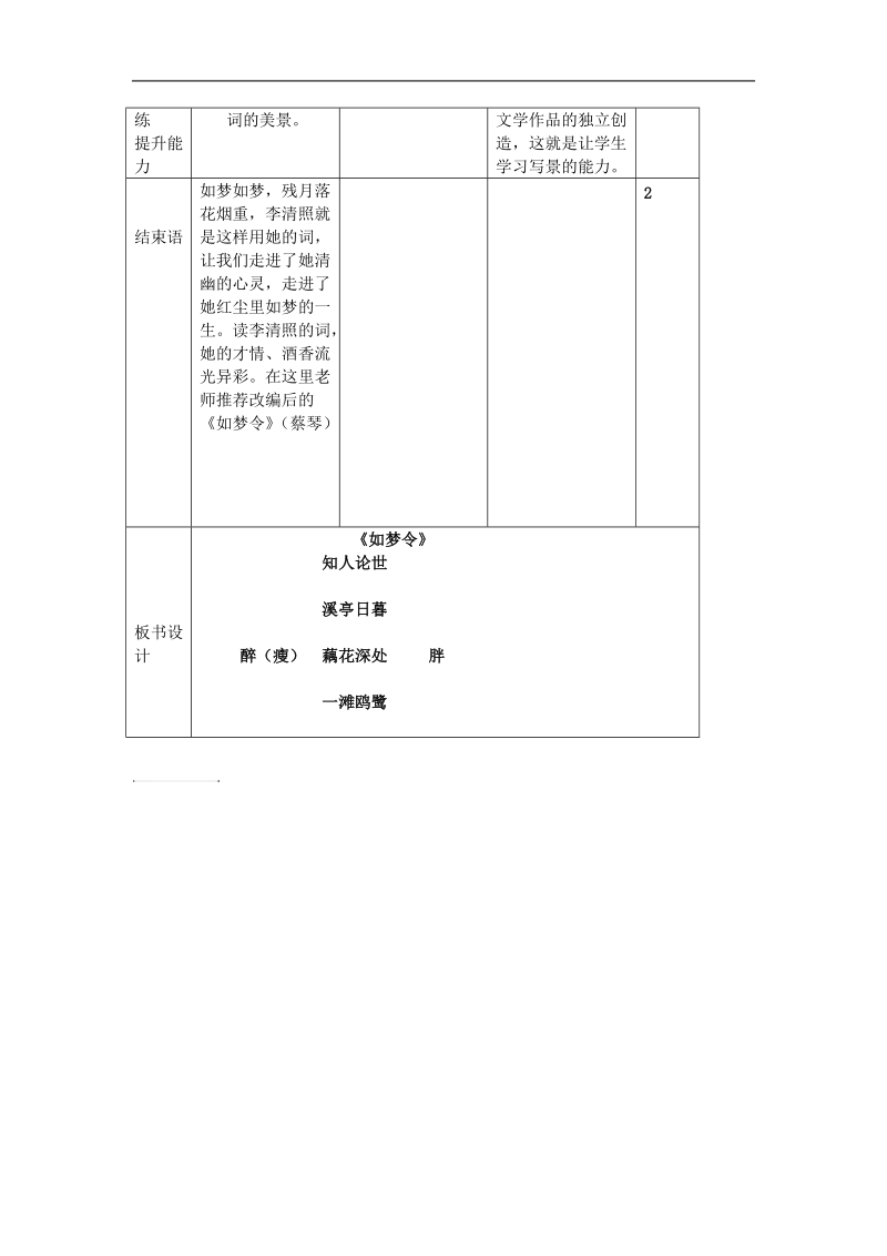 2015-2016年苏教选修唐诗宋词选读 如梦令 教案3.doc_第3页