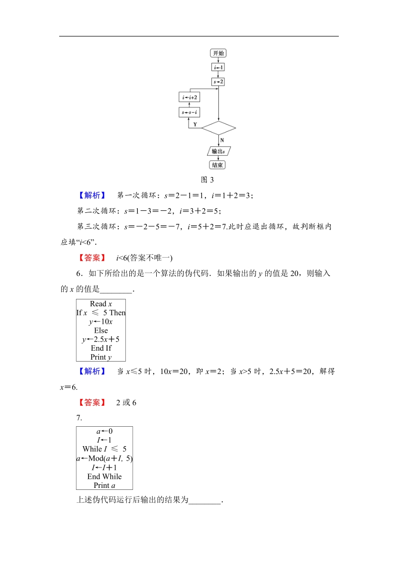 2018版高中数学（苏教版）必修3同步练习题：第1章 章末综合测评1.doc_第3页