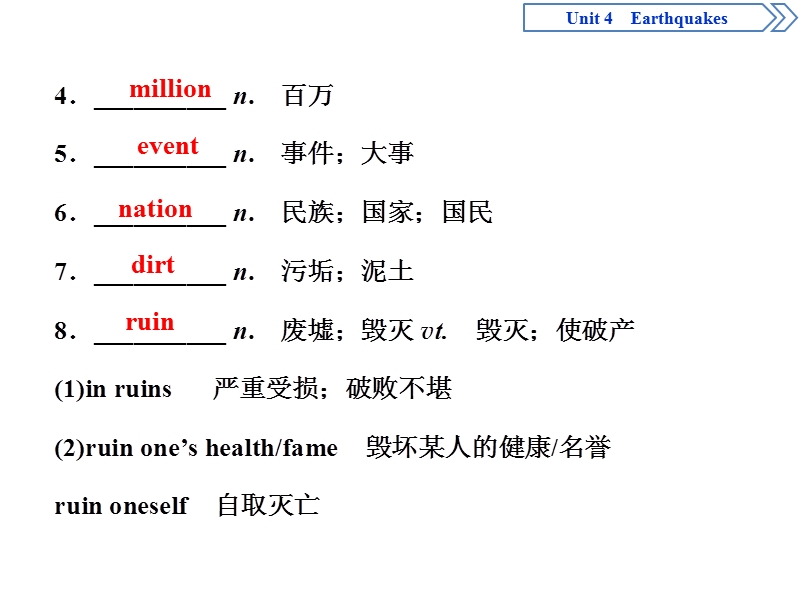 2017高中同步创新课堂英语优化方案（人教版必修1）课件：unit 4　earthquakes 单元要求回扣.ppt_第3页