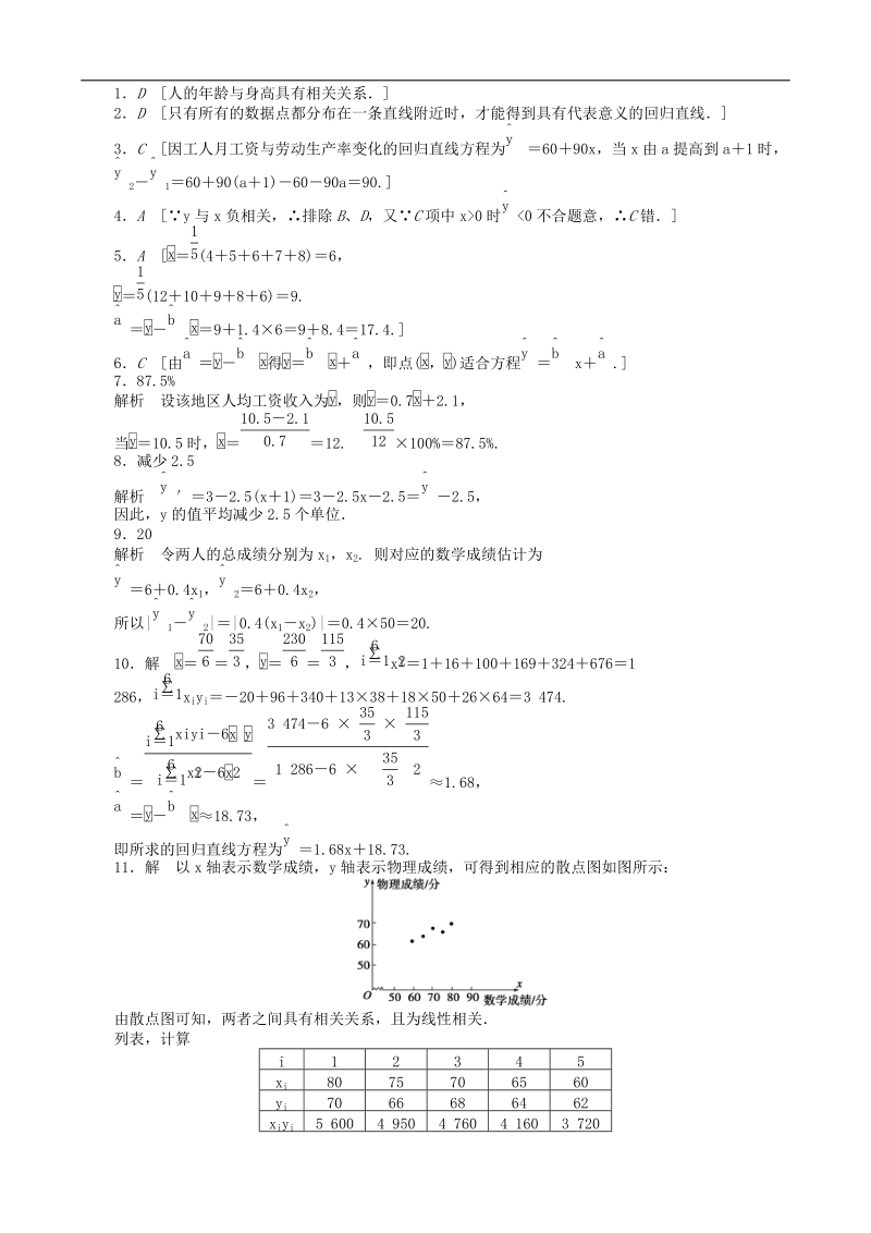 数学新课标：2.3 变量的相关性 同步练习（人教b版必修3）.doc_第3页