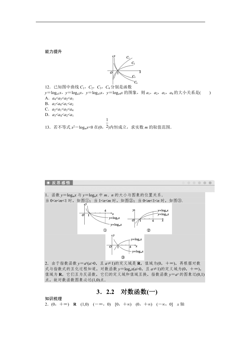 【步步高学案导学设计】数学人教b版必修1课时作业 第3章 3.2.2对数函数（1）.doc_第3页