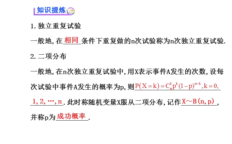 【全程复习方略】2015年高中数学选修2-3：2.2二项分布及其应用 2.2.3.ppt_第3页