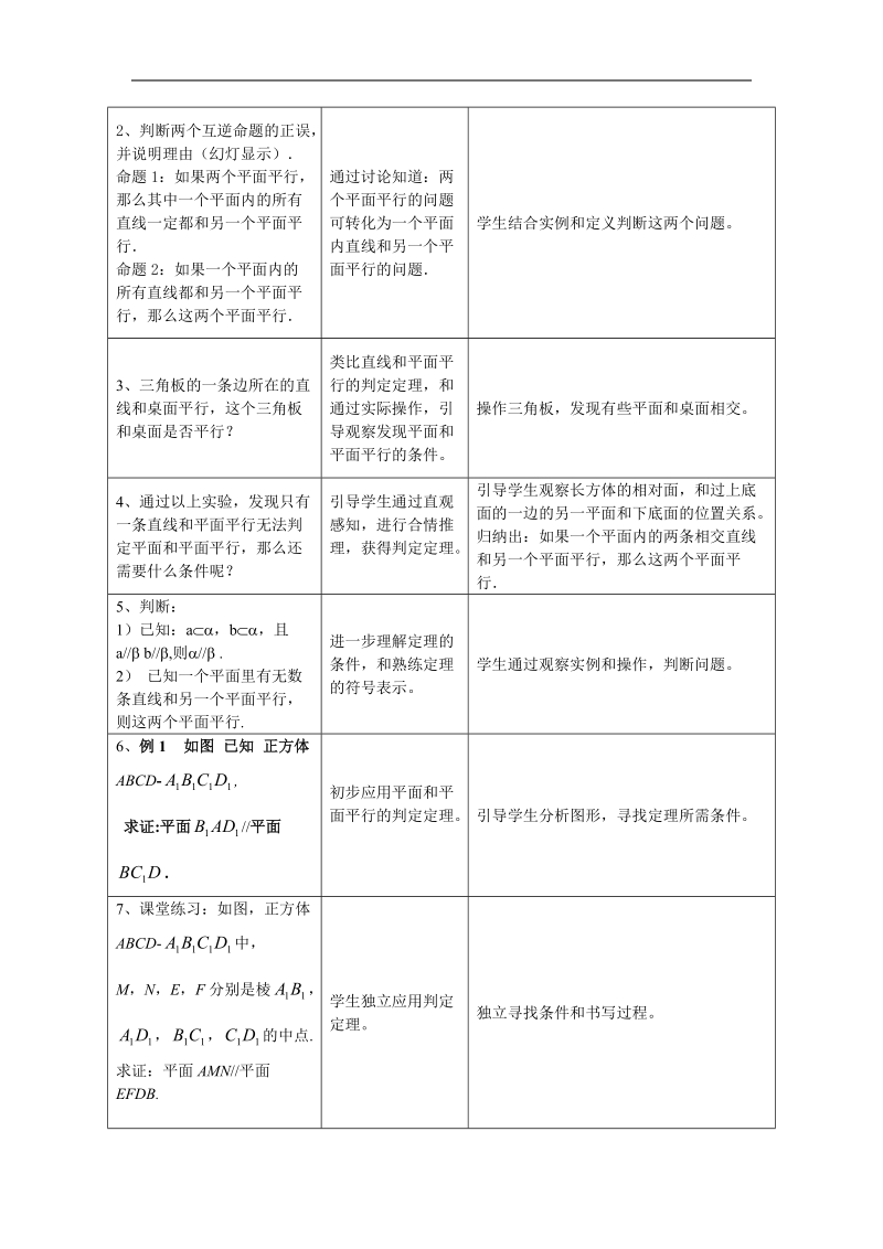 重庆市荣昌安富中学高一数学 2.2.2平面与平面平行的判定 教案.doc_第2页