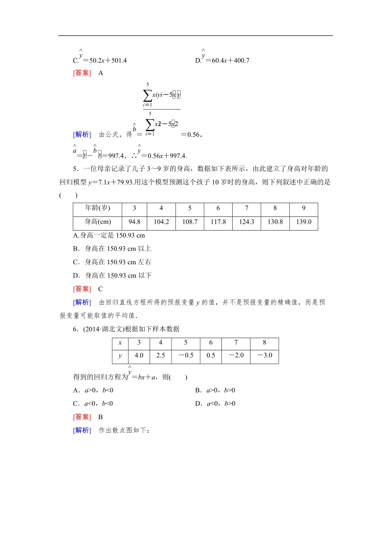 【成才之路】高中数学（人教b版）选修1-2练习：1.2回归分析 .doc_第2页