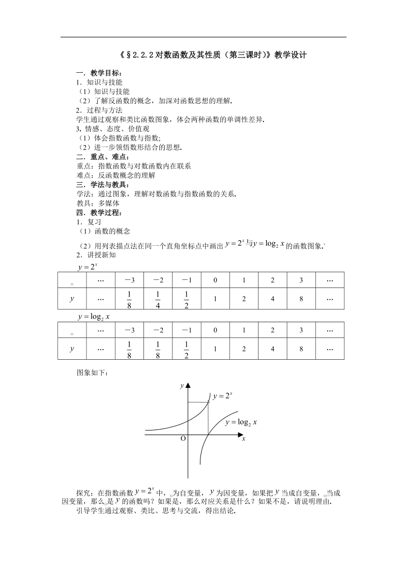 《对数函数及其性质》教案4（新人教a版必修1）.doc_第1页