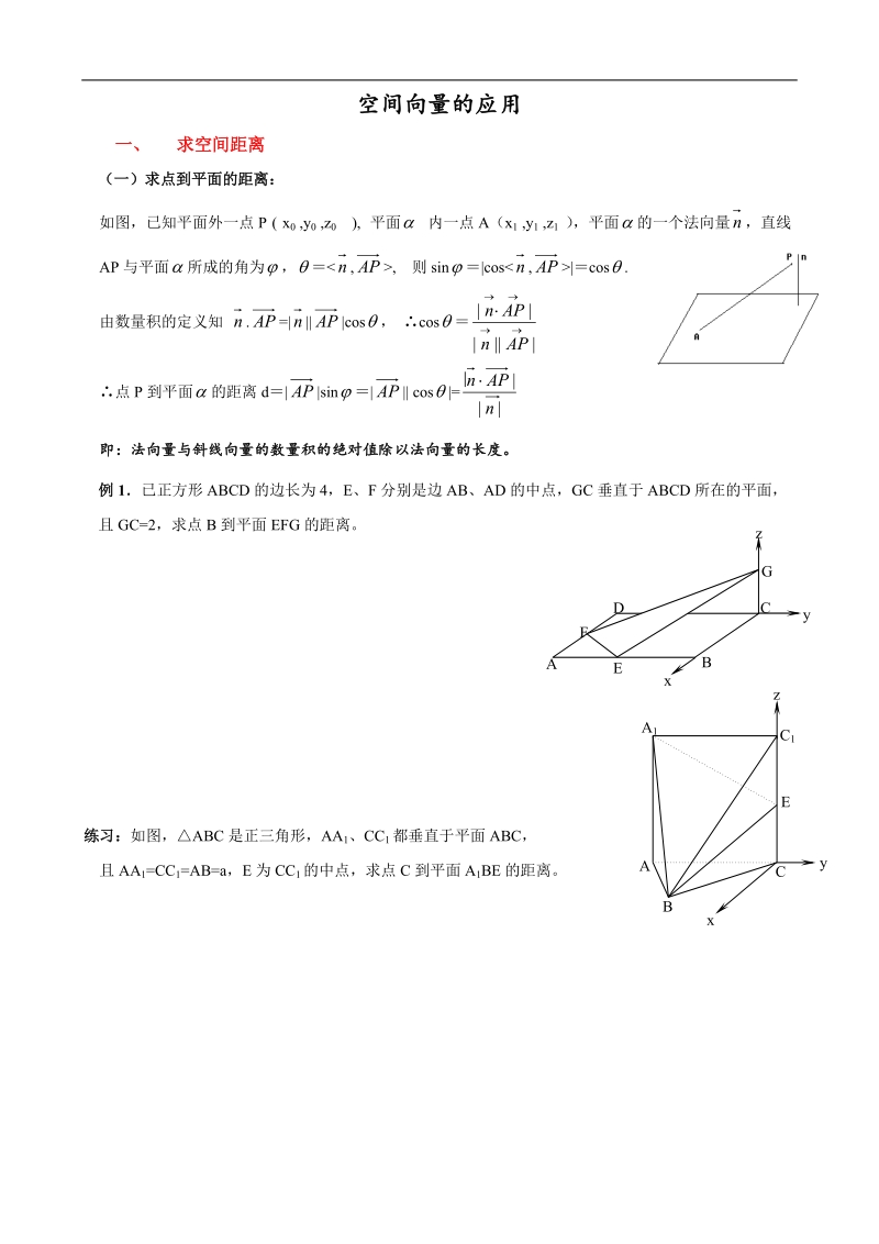 第三章 向量法解空间距离 空间角.doc_第1页