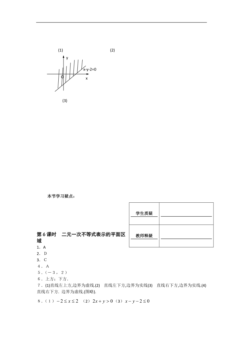 [河南专用]高二数学人教a版必修5配套作业：第3章 第6课时 二元一次不等式表示的平面区域.doc_第2页